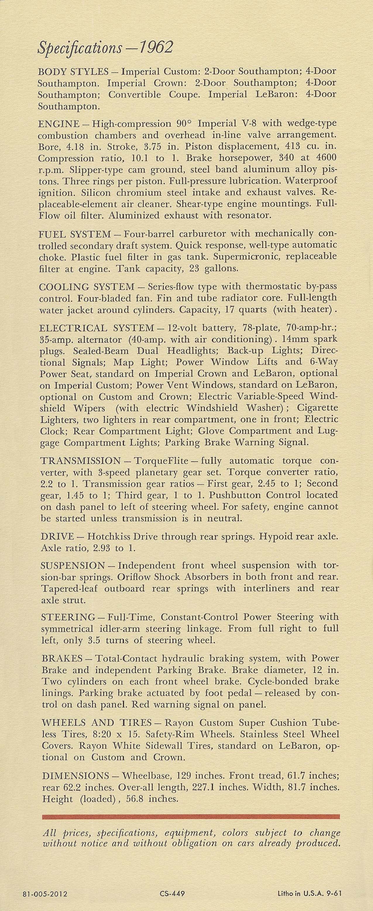1962 Chrysler Imperial Guide Page 5